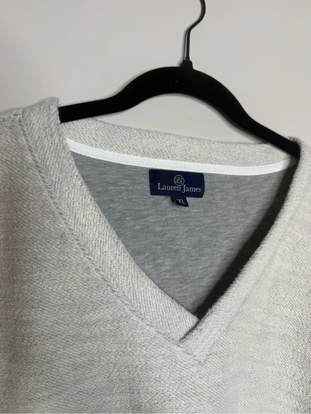 Lauren James Men’s V-Neck Sweater in Light Gray Heather